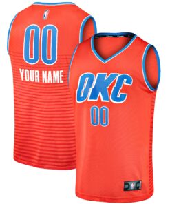  Oklahoma City Thunder Fanatics  Fast Break Custom Replica Jersey - Orange - Statement Edition