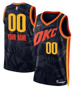  Oklahoma City Thunder Unisex 202324 Custom Swingman Jersey - Navy - City Edition