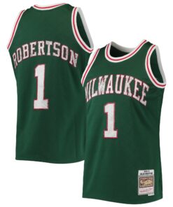 Oscar Robertson Milwaukee Bucks Mitchell &amp Ness 199697 Hardwood Classics NBA 75th Anniversary Diamond Swingman Jersey - Green