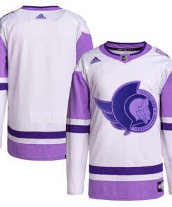 Ottawa Senators Hockey Fights Cancer Primegreen Authentic Blank Practice Jersey  WhitePurple