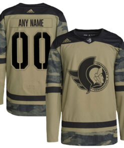 Ottawa Senators Logo Military Appreciation Team Authentic Custom Practice Jersey  Camo
