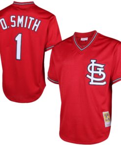 Ozzie Smith St. Louis Cardinals Mitchell amp Ness Cooperstown Mesh Batting Practice Jersey  Red