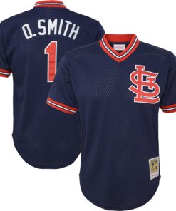 Ozzie Smith St. Louis Cardinals Mitchell amp Ness Youth Cooperstown CollectionnbspMesh Batting Practice Jersey  Navy