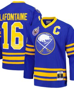 Pat LaFontaine Buffalo Sabres Mitchell amp Ness Captain Patch 199293 Blue Line Player Jersey  Royal