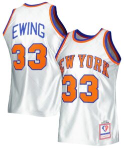 Patrick Ewing New York Knicks Mitchell &amp Ness 198586 Hardwood Classics 75th Anniversary Swingman Jersey - Platinum