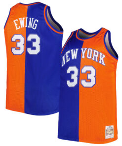 Patrick Ewing New York Knicks Mitchell &amp Ness Big &amp Tall Hardwood Classics 199192 Split Swingman Jersey - BlueOrange