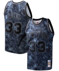 Patrick Ewing New York Knicks Mitchell &amp Ness Hardwood Classics 199192 Tie-Dye Swingman Jersey - Black