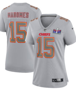 Patrick Mahomes Kansas City Chiefs  Women_s Super Bowl LVIII Atmosphere Fashion Game Jersey  Gray