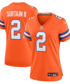 Patrick Surtain II Denver Broncos  Women_s Mile High Collection 1977 Throwback Player Game Jersey  Orange