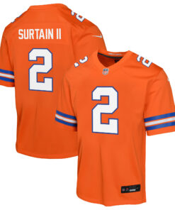 Patrick Surtain II Denver Broncos  Youth Mile High Collection 1977 Throwback Game Jersey  Orange