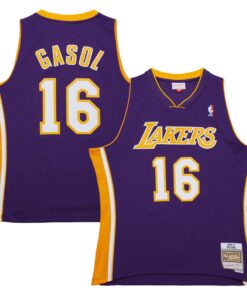 Pau Gasol Los Angeles Lakers Mitchell &amp Ness 200910 Hardwood Classics Swingman Jersey - Purple