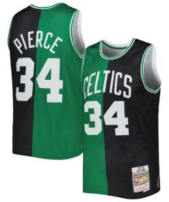Paul Pierce Boston Celtics Mitchell &amp Ness Hardwood Classics 200708 Split Swingman Jersey - BlackKelly Green