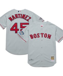 Pedro Martinez Boston Red Sox Mitchell amp Ness 2004 Cooperstown Collection Authentic Throwback Jersey  Gray