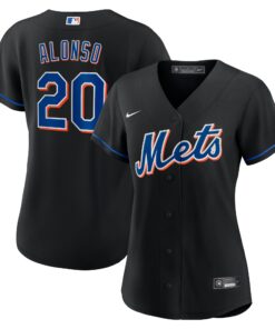 Pete Alonso New York MetsWomen_s 2022 Alternate Replica Player Jersey  Black
