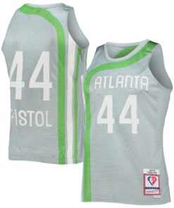 Pete Maravich Atlanta Hawks Mitchell &amp Ness 75th Anniversary 197172 Hardwood Classics Swingman Jersey - Silver