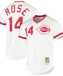 Pete Rose Cincinnati Reds Mitchell amp Ness Cooperstown Collection Authentic Jersey  White