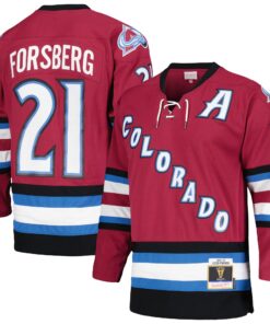 Peter Forsberg Colorado Avalanche Mitchell amp Ness  200102 Alternate Captain Blue Line Player Jersey  Maroon