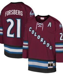 Peter Forsberg Colorado Avalanche Mitchell amp Ness Youth 200102 Blue Line Player Jersey  Burgundy