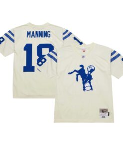 Peyton Manning Indianapolis Colts Mitchell amp Ness Chainstitch Legacy Jersey  Cream