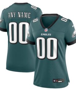 Philadelphia Eagles  Women_s Custom Game Jersey  Midnight Green
