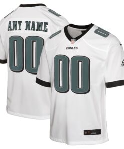 Philadelphia Eagles  Youth Custom Game Jersey  White 1