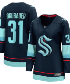 Philipp Grubauer Seattle Kraken Fanatics Women_s Home Breakaway Player Jersey  Navy