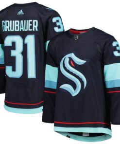 Philipp Grubauer Seattle Kraken Home Primegreen Authentic Pro Player â€“ Jersey â€“ Navy â€“ Outlawoaps