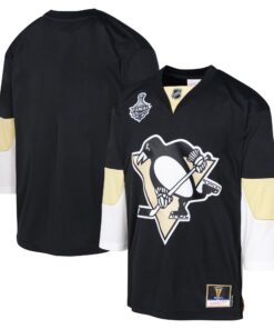 Pittsburgh Penguins Mitchell amp Ness Youth 2008 Blue Line Blank Jersey  Black