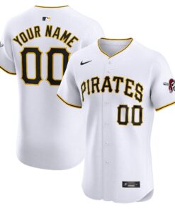 Pittsburgh PiratesHome Elite Custom Jersey  White
