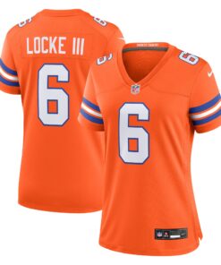 P.J. Locke III Denver Broncos  Women_s Mile High Collection 1977 Throwback Player Game Jersey  Orange