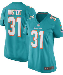 Raheem Mostert Miami Dolphins  Women_s Game Jersey  Aqua