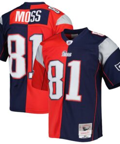 Randy Moss New England Patriots Mitchell amp Ness 2007 Split Legacy Replica Jersey  NavyRed