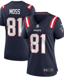 Randy Moss New England Patriots  Women_s Game Retired Player Jersey  Navy