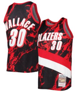 Rasheed Wallace Portland Trail Blazers Mitchell &amp Ness 199900 Hardwood Classics Marble Swingman Jersey - Black