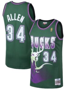 Ray Allen Milwaukee Bucks Mitchell &amp Ness 199697 Hardwood Classics Swingman Jersey - Kelly Green