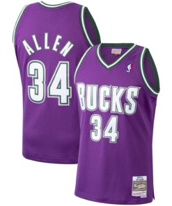 Ray Allen Milwaukee Bucks Mitchell &amp Ness 200001 Hardwood Classics Swingman Jersey - Purple