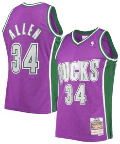 Ray Allen Milwaukee Bucks Mitchell &amp Ness 200102 Hardwood Classics Swingman Jersey - Purple