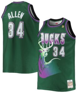 Ray Allen Milwaukee Bucks Mitchell &amp Ness Big &amp Tall 199697 Hardwood Classics Swingman Jersey - Hunter Green
