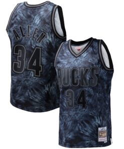 Ray Allen Milwaukee Bucks Mitchell &amp Ness Hardwood Classics 199697 Tie-Dye Swingman Jersey - Black