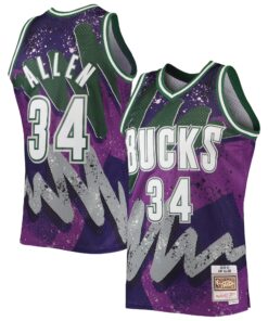 Ray Allen Milwaukee Bucks Mitchell &amp Ness Hardwood Classics 200001 Hyper Hoops Swingman Jersey - Purple