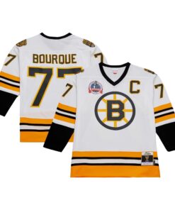 Ray Bourque Boston Bruins Mitchell amp Ness Captain Patch 198990 Blue Line Player Jersey  White