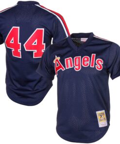 Reggie Jackson California Angels Mitchell amp Ness Cooperstown Mesh Batting Practice Jersey  Navy