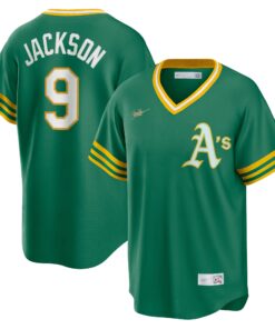 Reggie Jackson Oakland AthleticsRoad Cooperstown Collection Player Jersey  Kelly Green