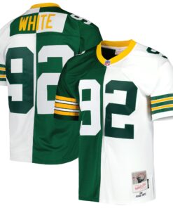 Reggie White Green Bay Packers Mitchell amp Ness 1996 Split Legacy Replica Jersey  GreenWhite