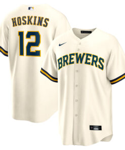 Rhys Hoskins Milwaukee BrewersHome Replica Player Jersey  Cream