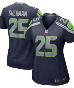 Richard Sherman Seattle Seahawks  Women_s Retired Game Jersey  College Navy