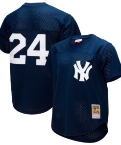 Rickey Henderson New York Yankees Mitchell amp Ness Cooperstown Collection Mesh Batting Practice ButtonUp Jersey  Navy