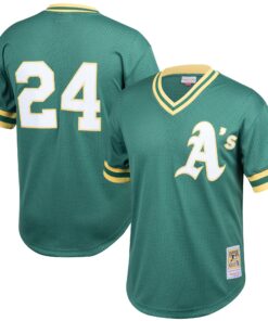 Rickey Henderson Oakland Athletics Mitchell amp Ness Cooperstown Collection Big amp Tall Mesh Batting Practice Jersey  Green