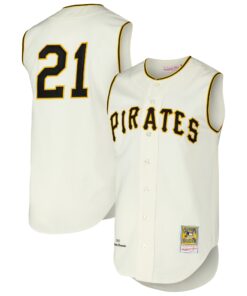 Roberto Clemente Pittsburgh Pirates Mitchell amp Ness Cooperstown Collection 1960 Authentic Jersey  Cream