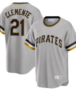Roberto Clemente Pittsburgh PiratesRoad Cooperstown Collection Player Jersey  Gray